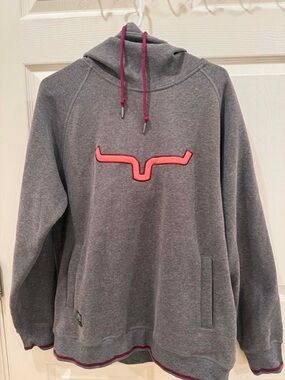 Kimes Ranch Women Gray Hoodie with Pink Accent Logo Medium hoodie